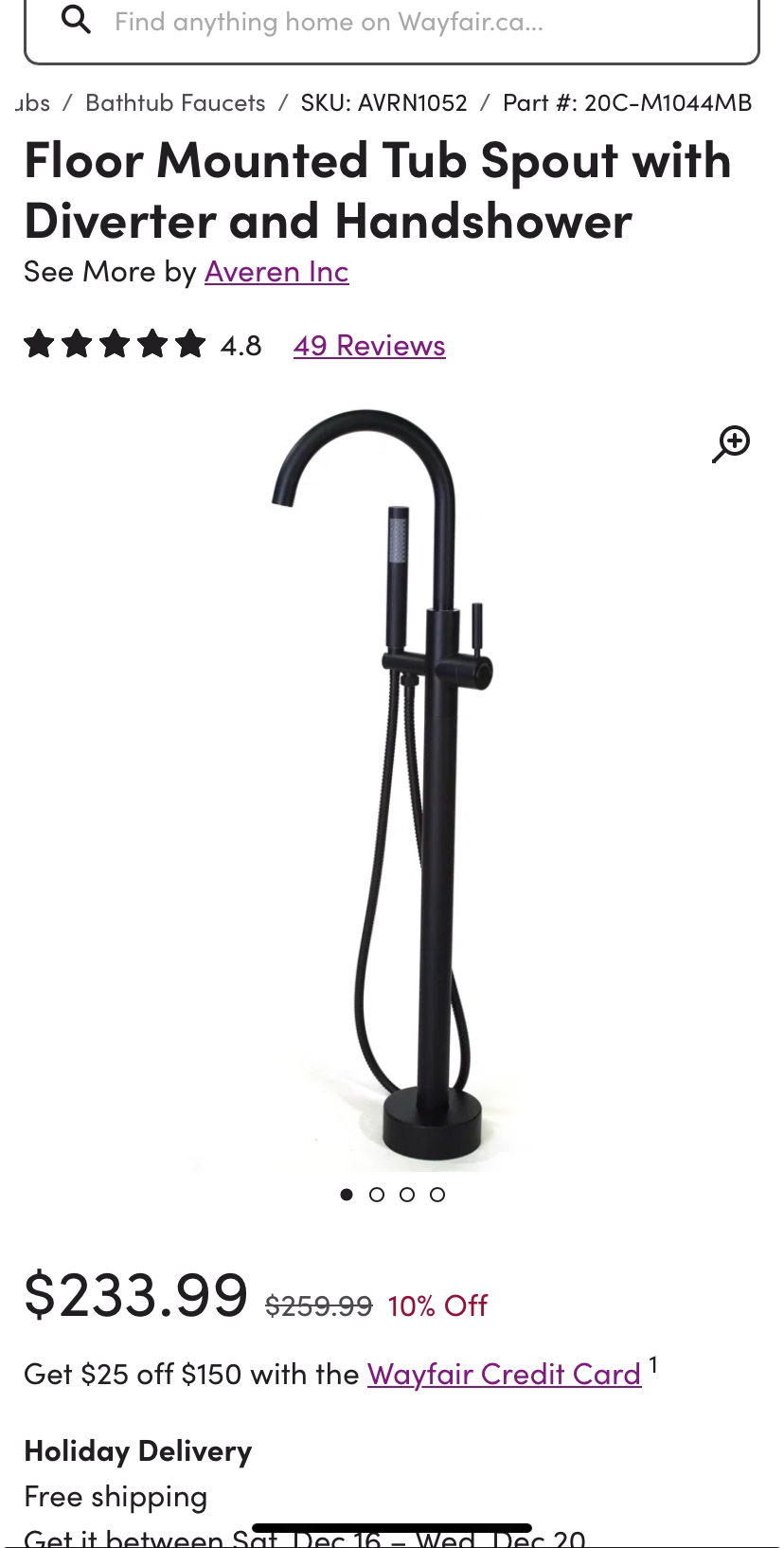 Standing bathtub faucet