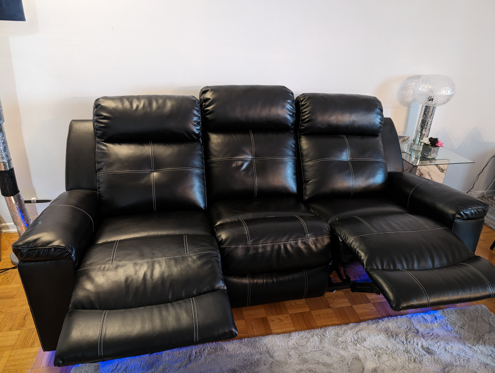 Black Recliner Couch (with blue LED Lights) - photo 4
