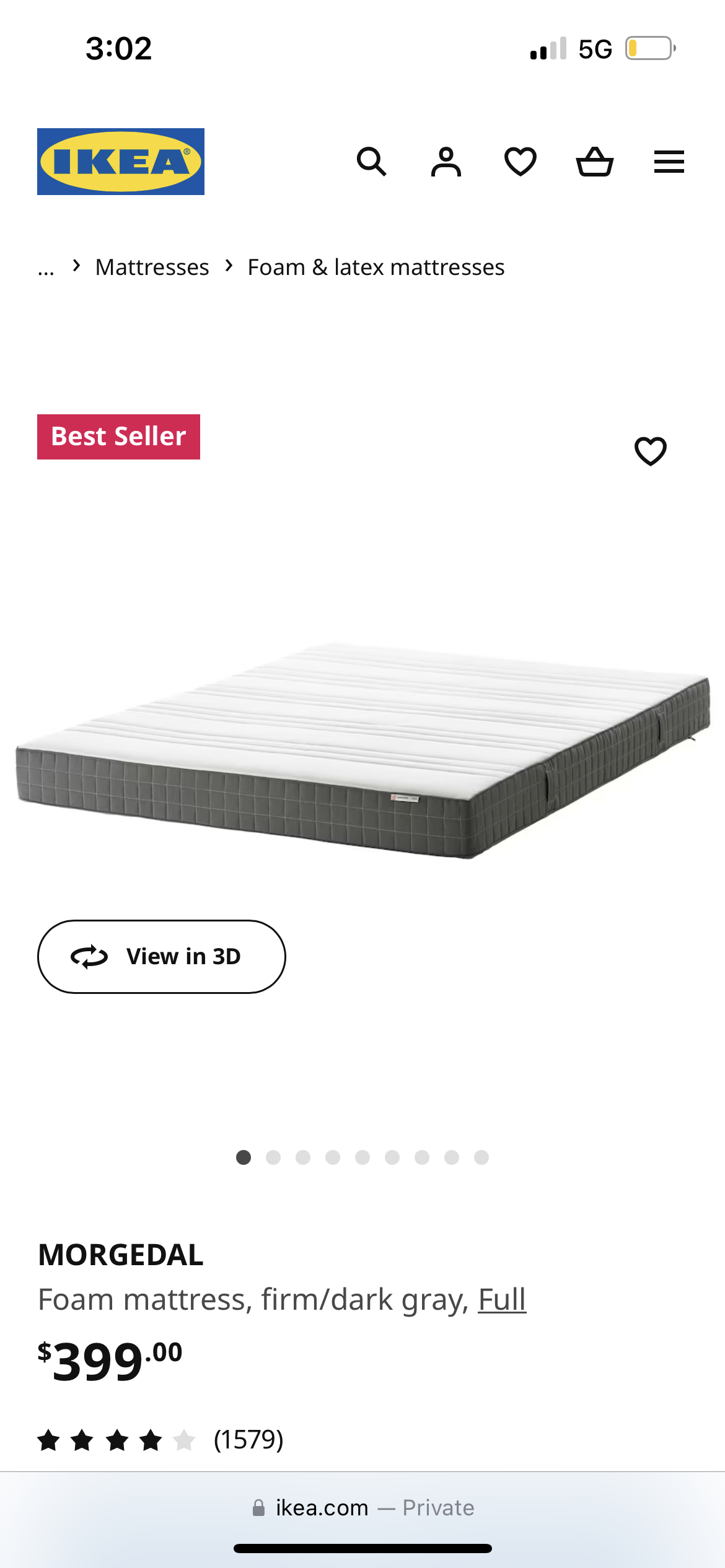 IKEA full size foam mattress + Metal bed frame - photo 4