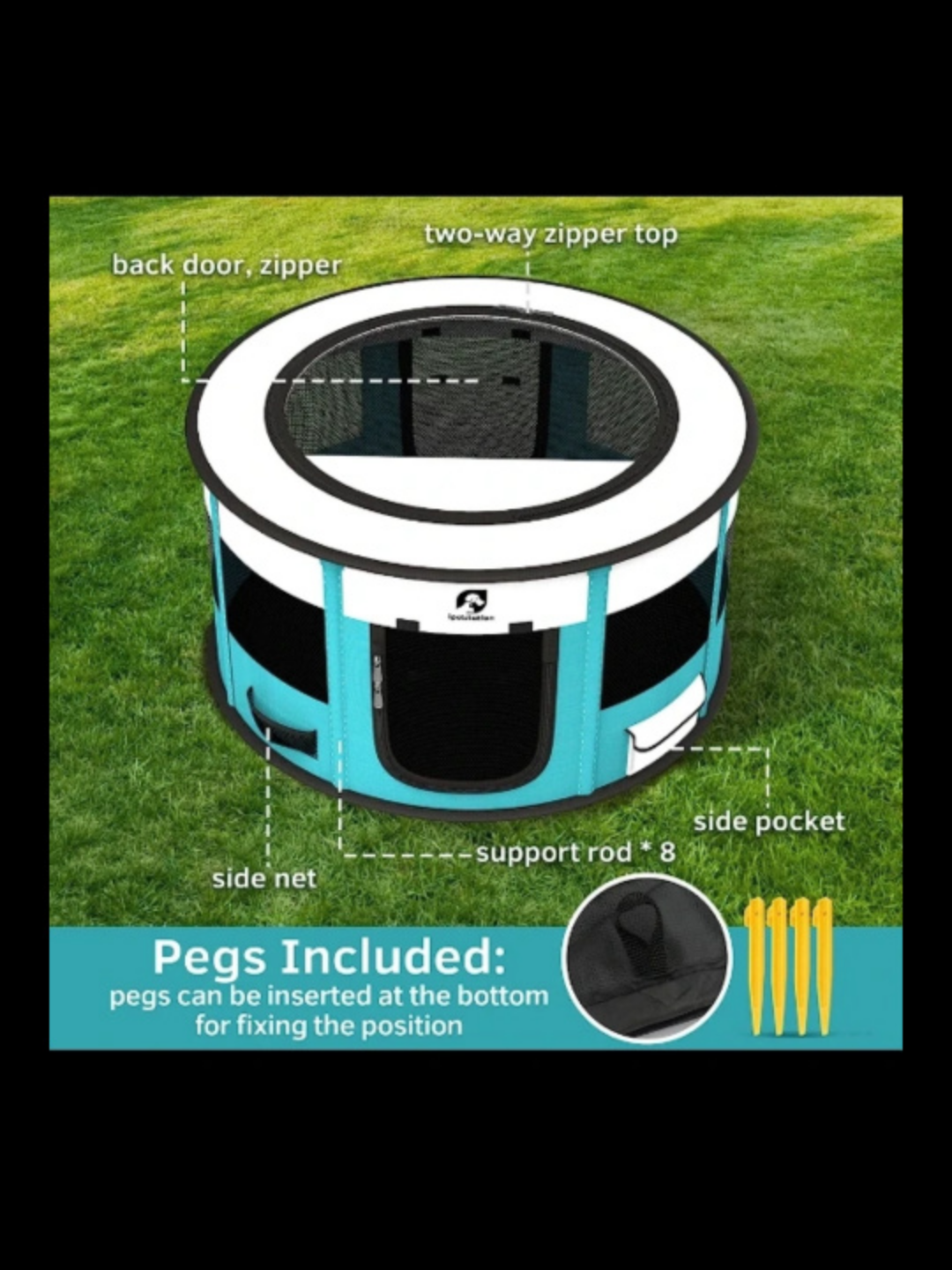 Pet Playpen in Cyan, 44"/110cm image indicator(5)