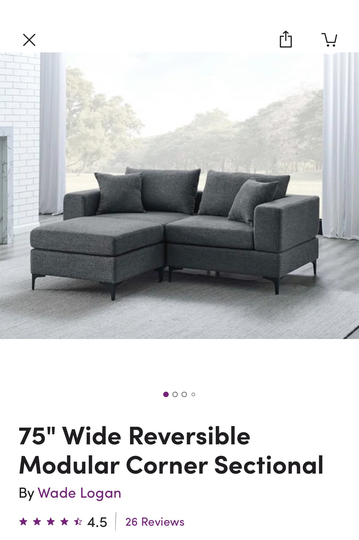 Grey Sectional Couch - New in Box