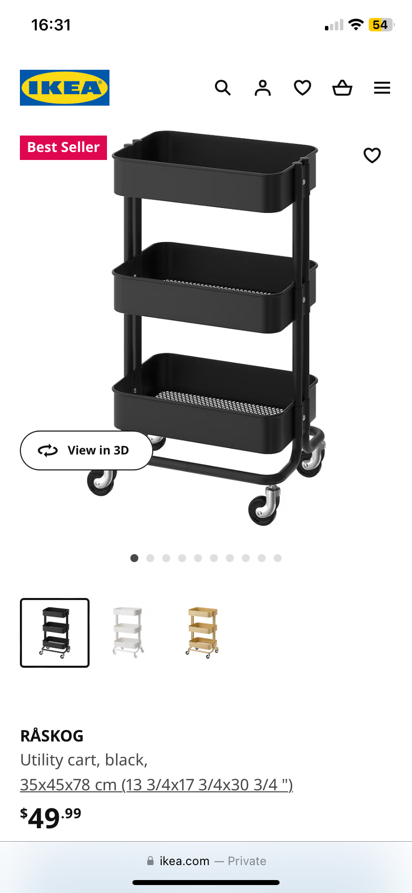 Ikea - Raskog Utility Cart (Black)