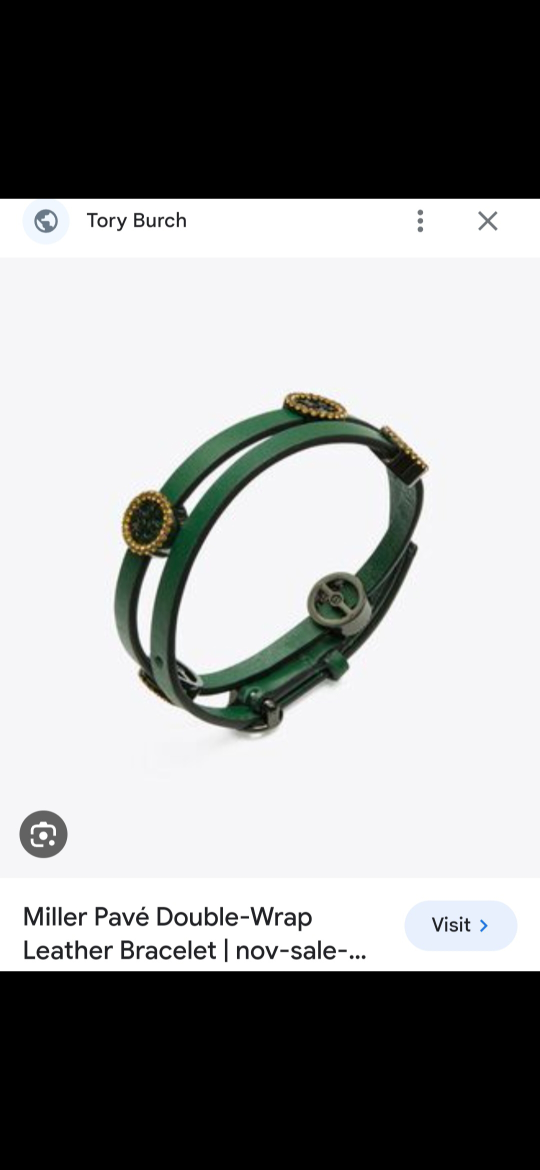 Tory Burch Green Double Miller Pavé Leather Bracelet - photo 2