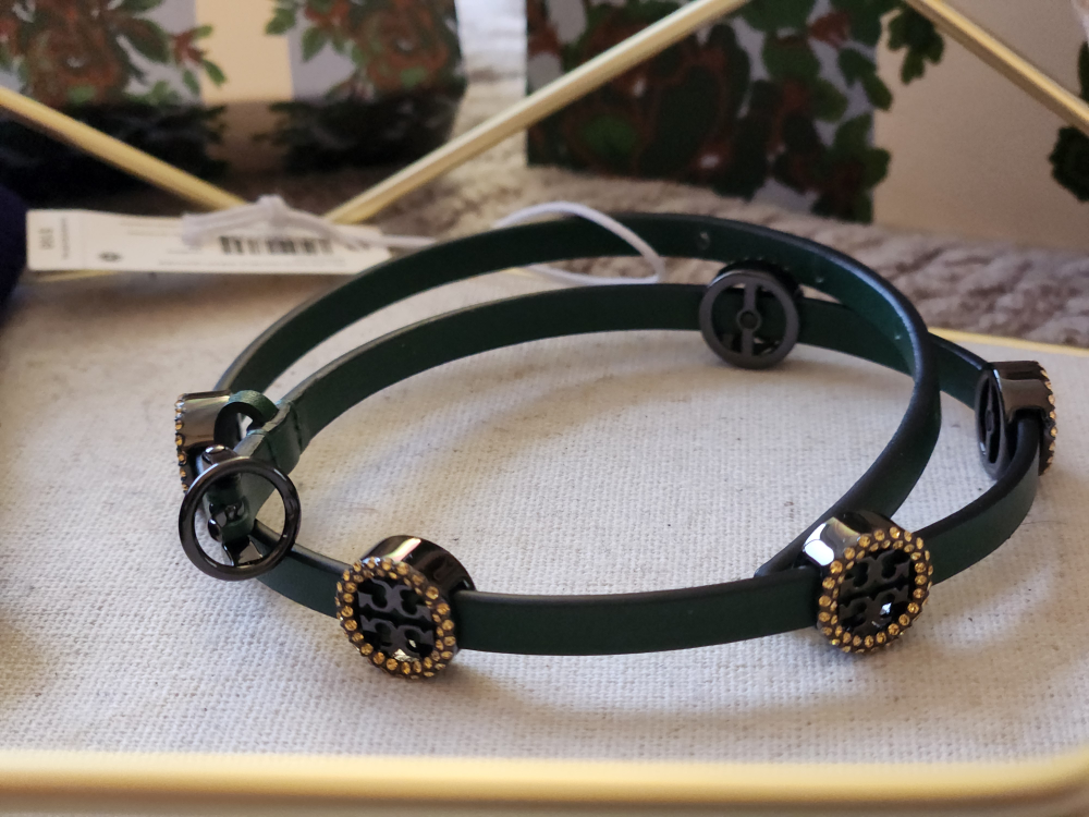 Tory Burch Green Double Miller Pavé Leather Bracelet - photo 3
