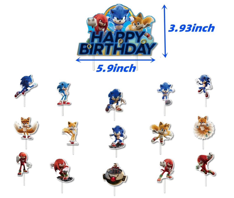 Sonic Birthday Banner Balloons Cake Toppers Ribbons - photo 3
