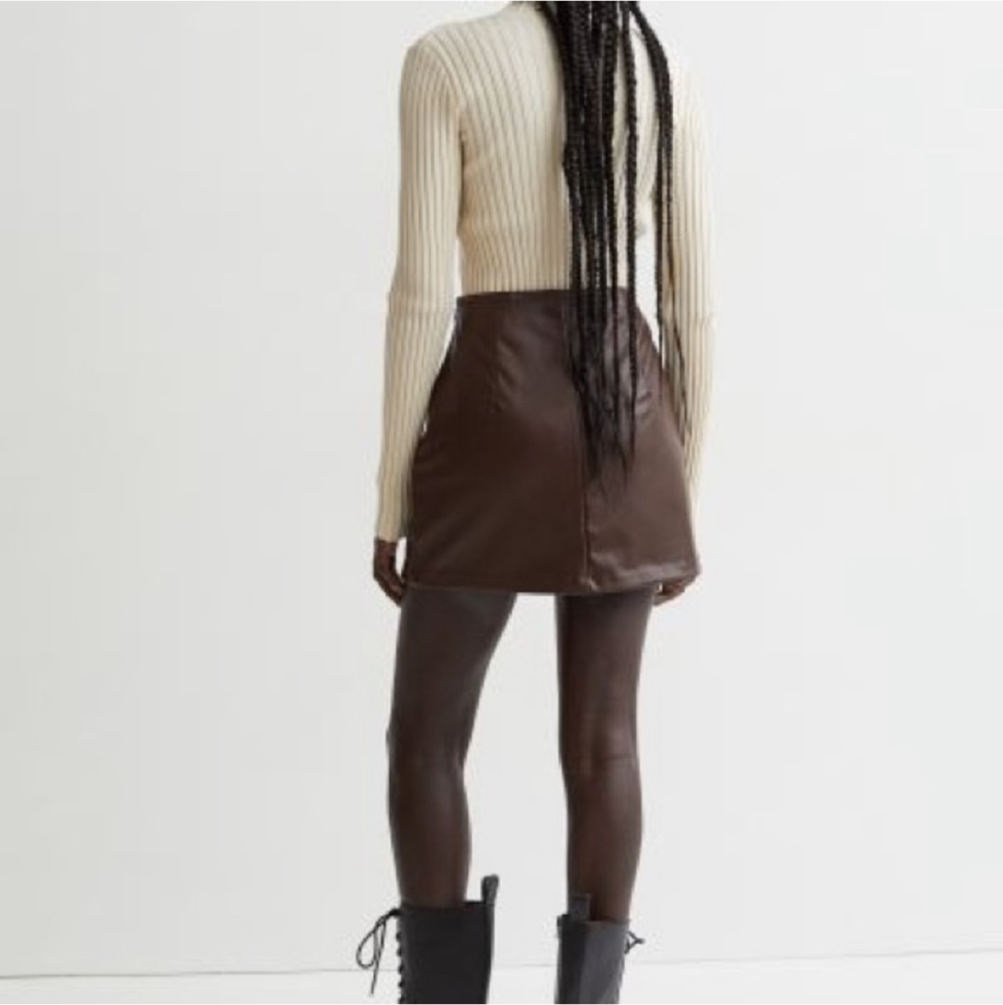 NWT H&M Crossover Faux Leather Brown Skirt - photo 4