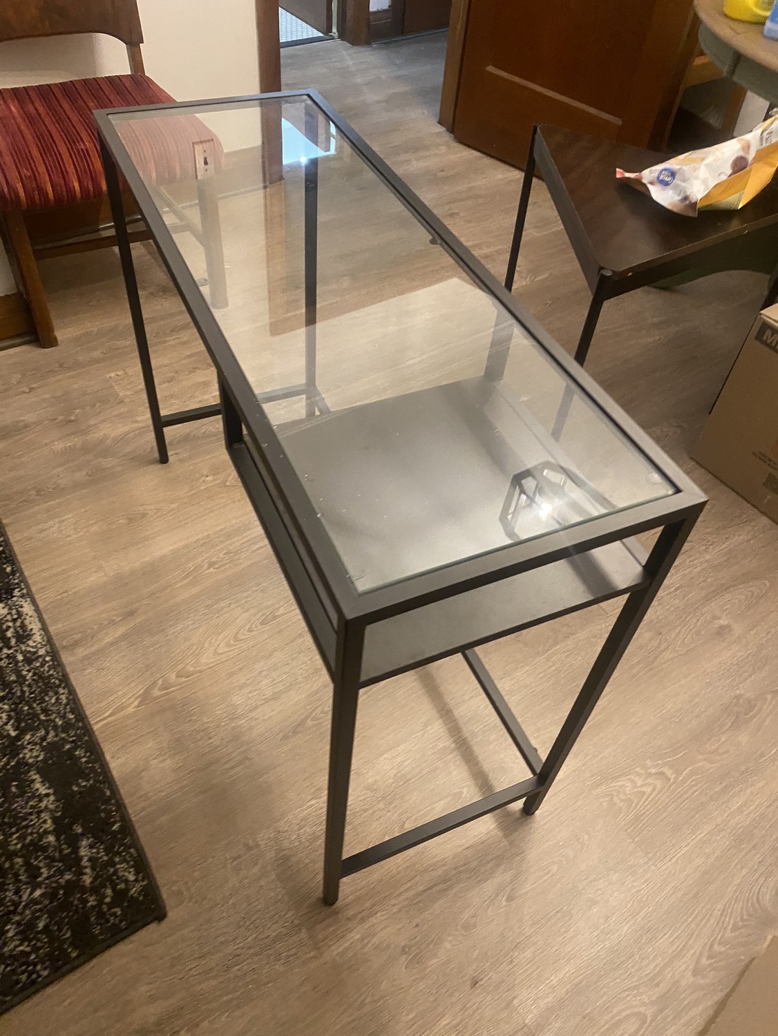 IKEA Brown/Black Glass Top Desk - photo 2