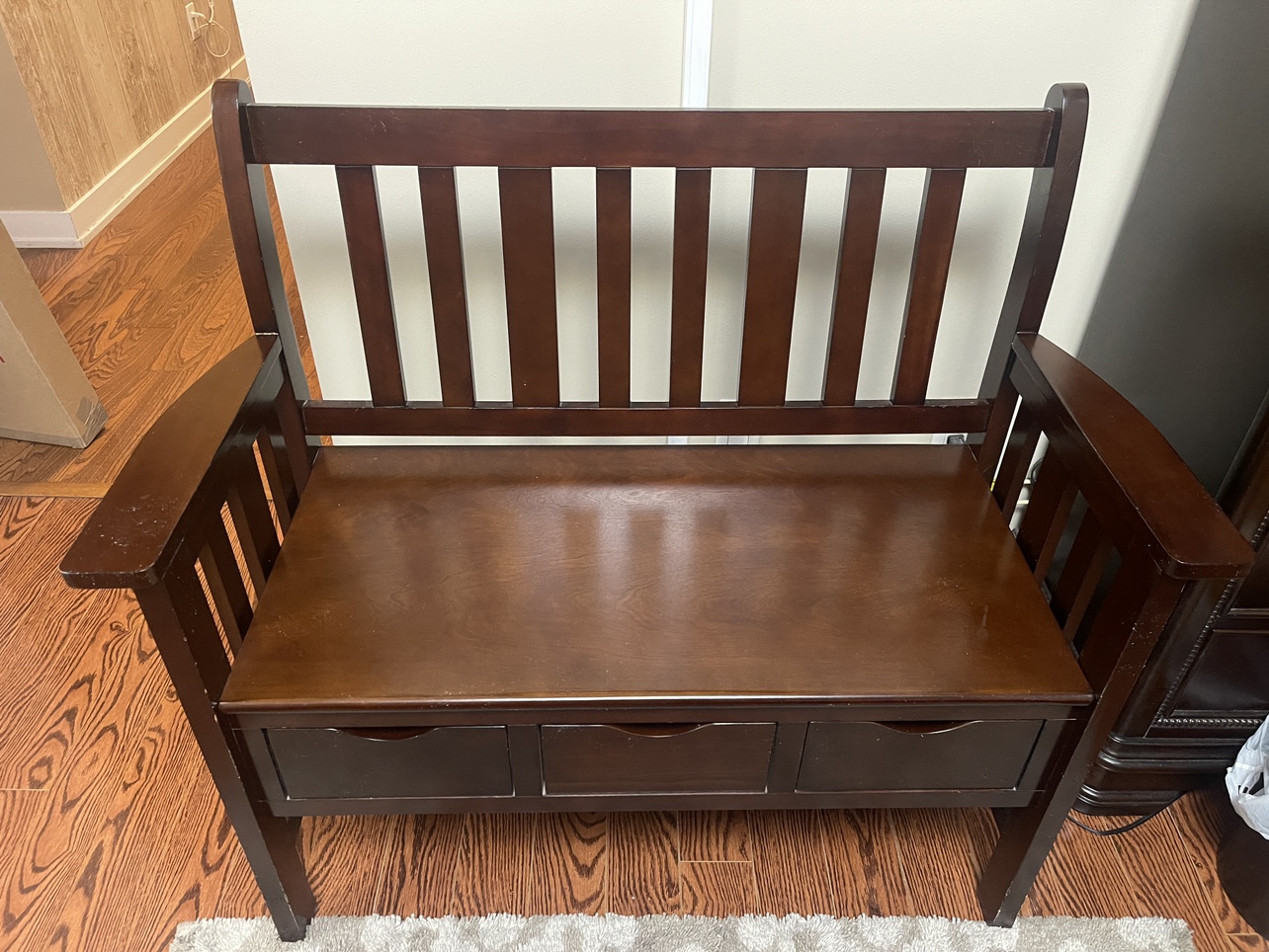 Wooden seater with 3 drawers. - photo 3