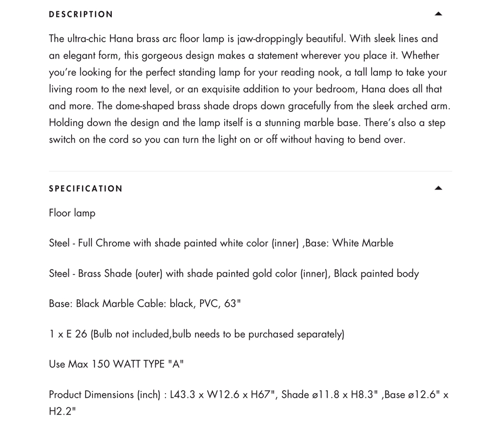 NEW - HANA Arc Floor Lamp image indicator(5)