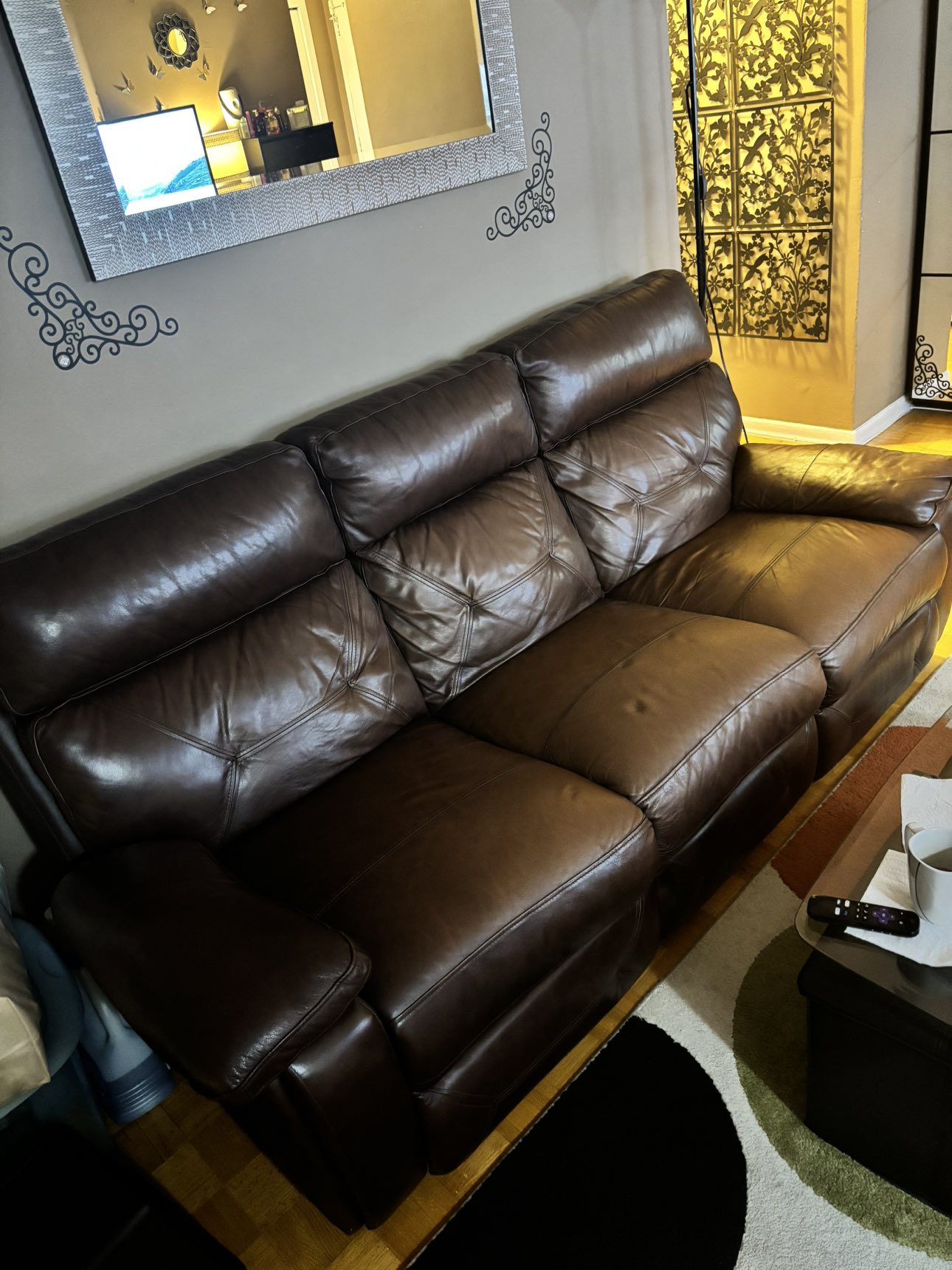 Real leather reclining sofa - photo 4