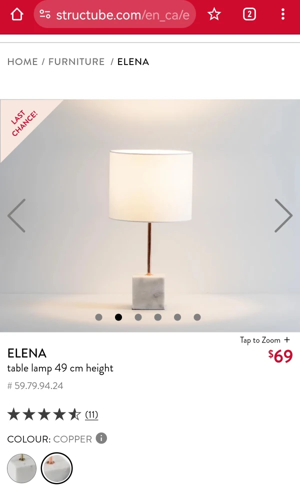 Structube Elena Lamps, Like New - photo 3