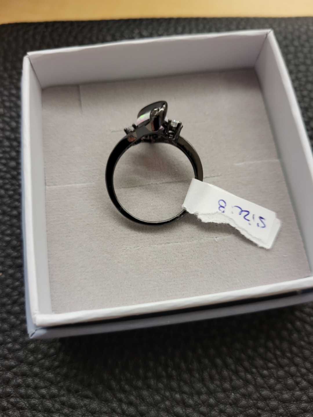 Barzel Black Rhodium Plated Fire Opal & Cubic Zirconia Ring image indicator(6)