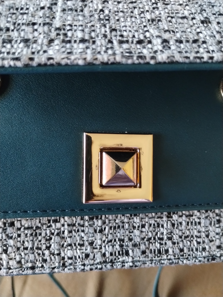Tweed faux leather crossbody block/box purse - photo 3