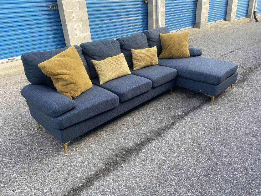 FREE DELIVERY• BLUEISH GREY SECTIONAL COUCH / SOFA w/ PILLOWS - photo 2