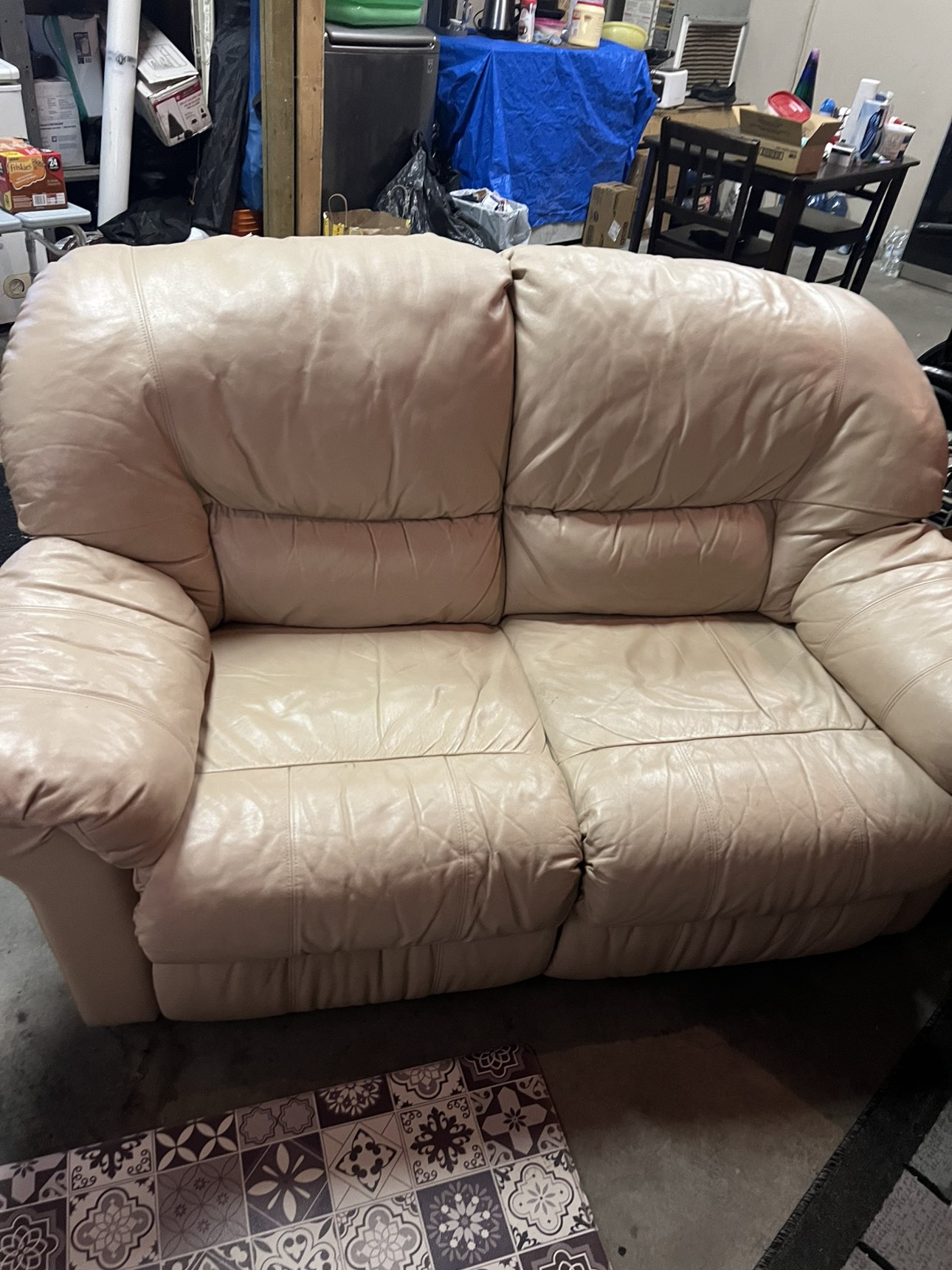 Beige, loveseat, recliner