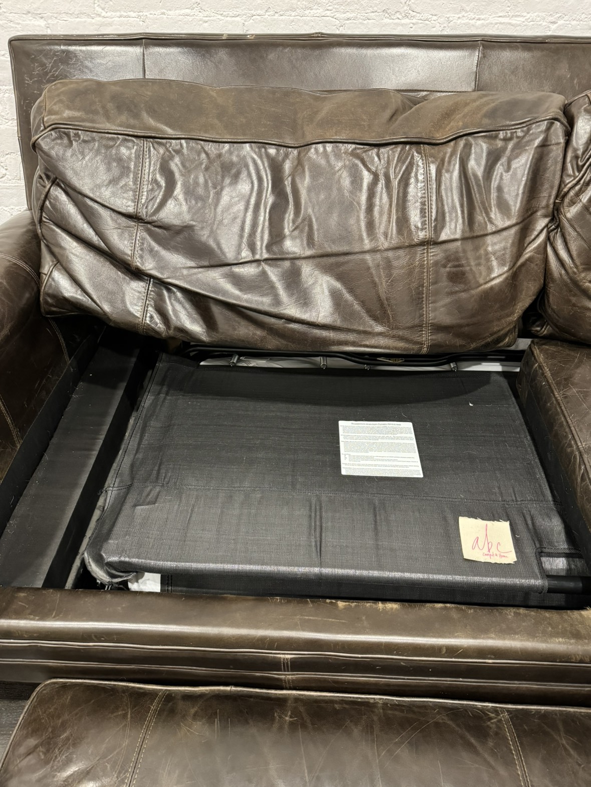 Free (At curb now!) - ABC Home Leather Sleeper Sofa - photo 4