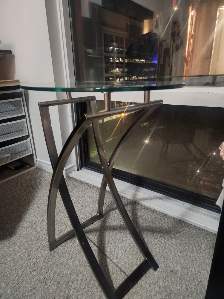gorgeous glass and metal side table - photo 3