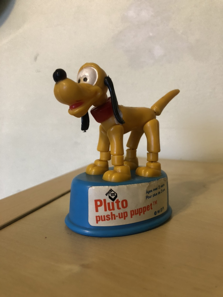 Vintage Disney 1977 Pluto Push-Up Puppet Toy