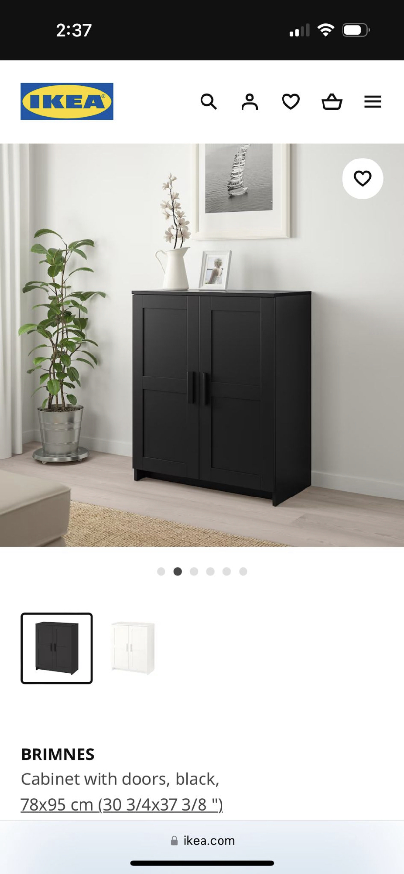 Black cabinet with doors IKEA - photo 2