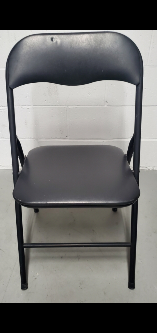 2 Black Leather &amp; Metal Folding Chairs for Sales - photo 3