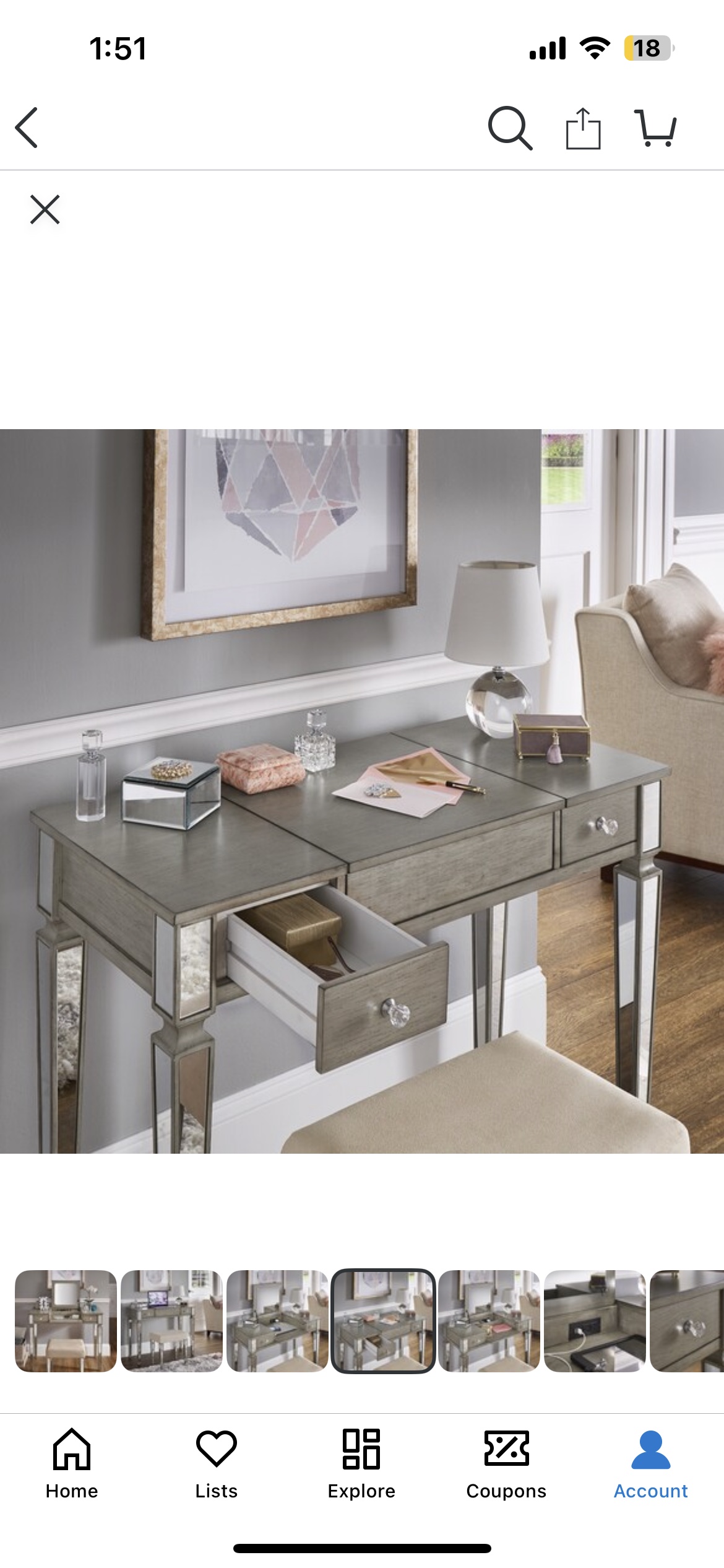 Vanity with stool- gray with mirror details - photo 4