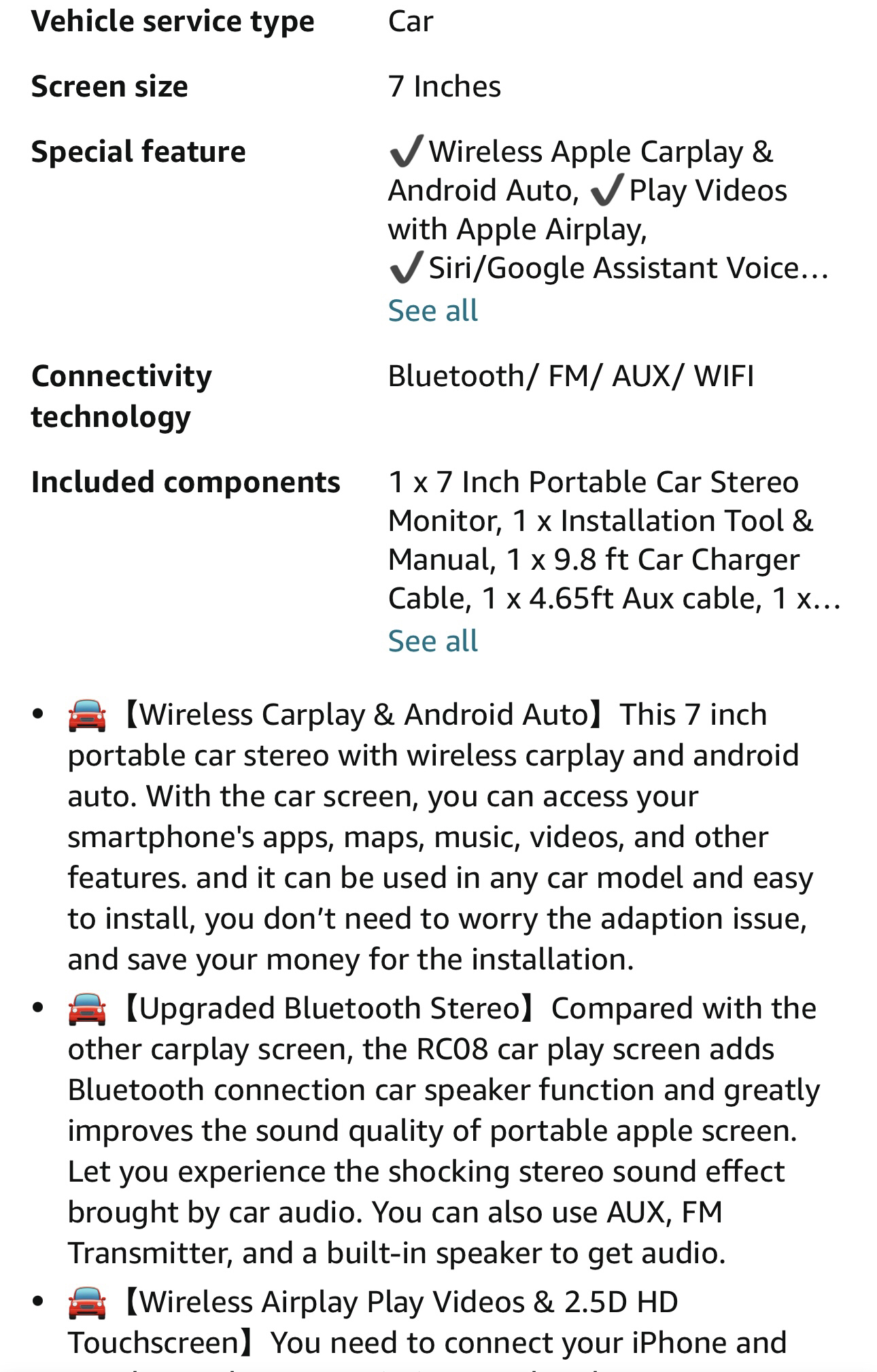 7” Smart Screen Apple/Android image indicator(7)