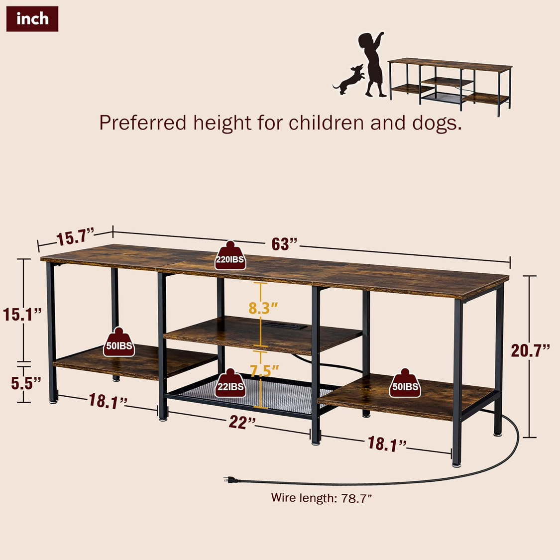 TV Stand With Integrated Power Strip - photo 4