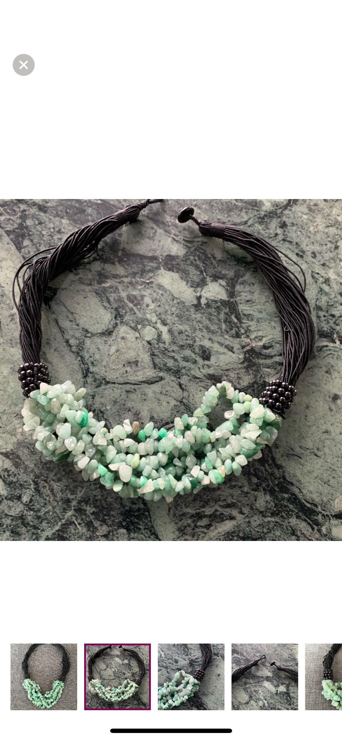 Semi precious Jade chip on multi cord necklace thumbnail