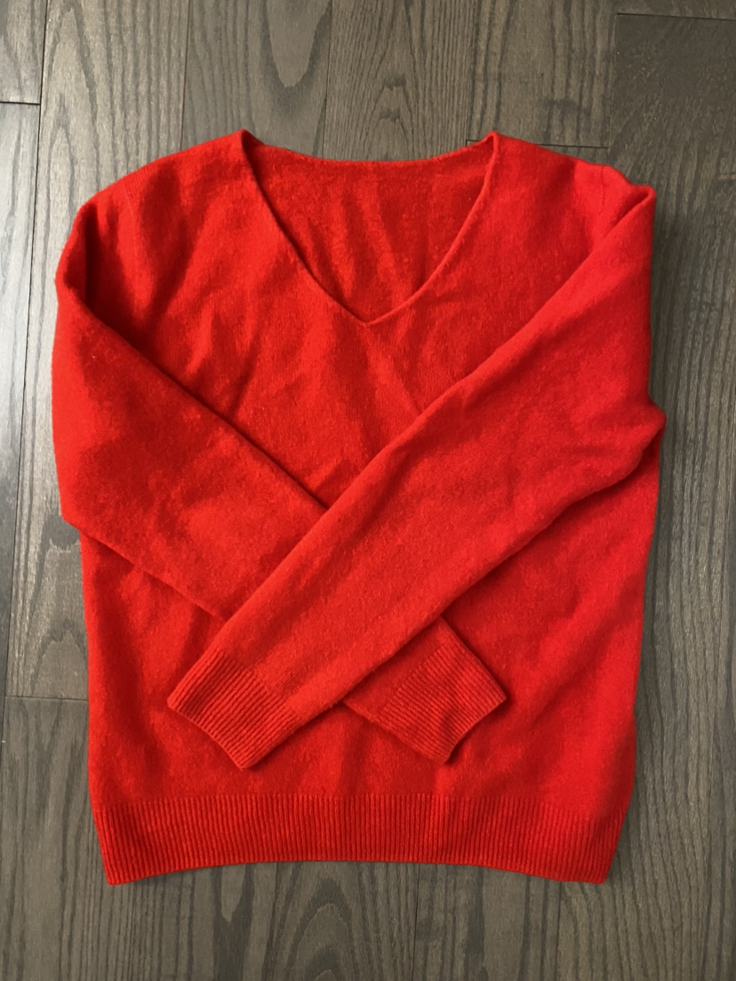 Red v neck sweater