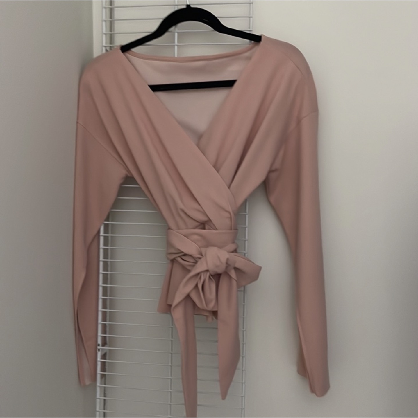 NEW Belted wrap peplum blouse with split sleeves image indicator(3)