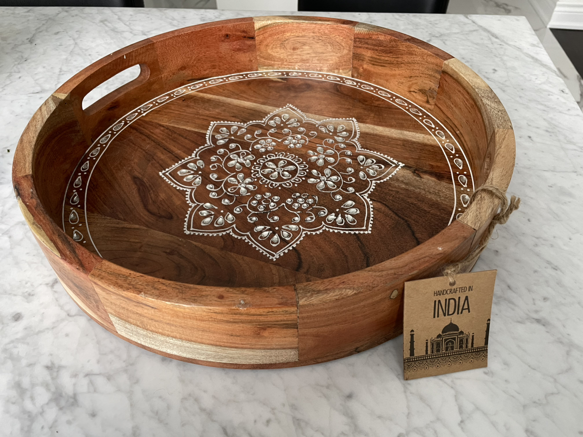 Round wooden serving tray - photo 2