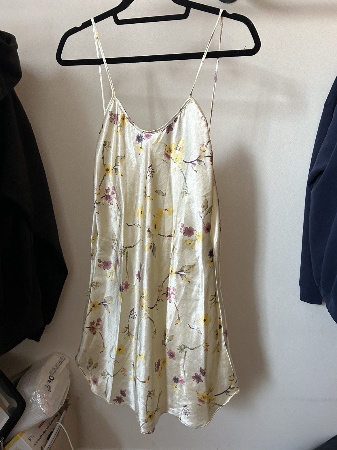 Vintage yellow floral slip dress thumbnail
