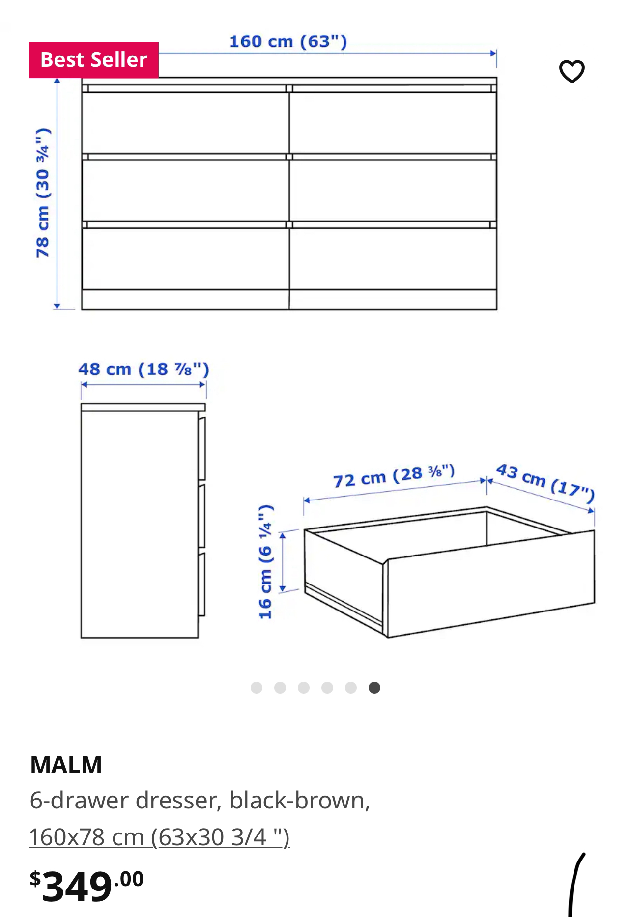 Malm 6 drawer dresser - photo 2