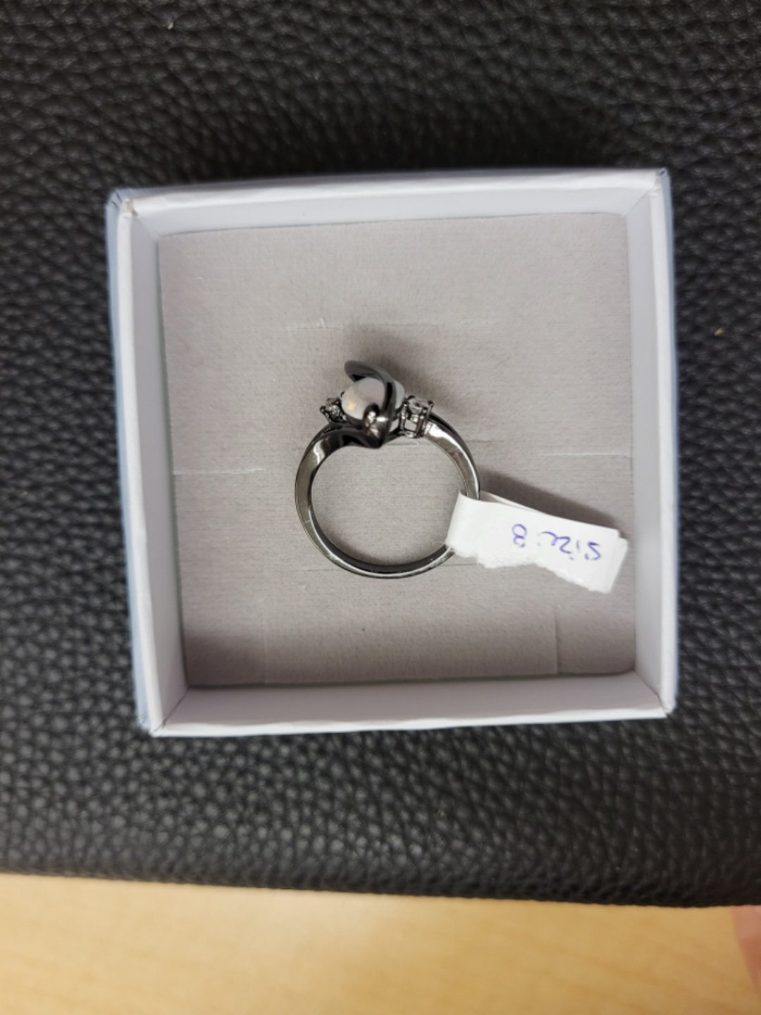 Barzel Black Rhodium Plated Fire Opal & Cubic Zirconia Ring image indicator(5)