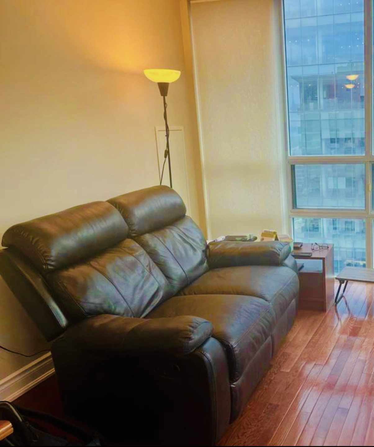 Moving Sale Sofa plush leather recliner couch thumbnail