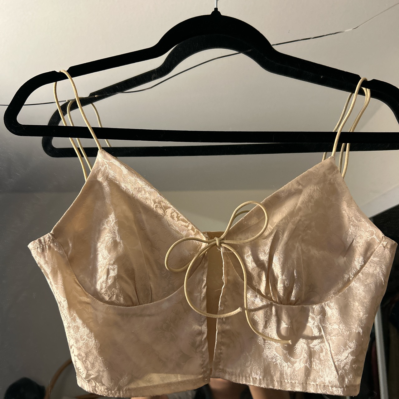 Silky crop tie front top thumbnail