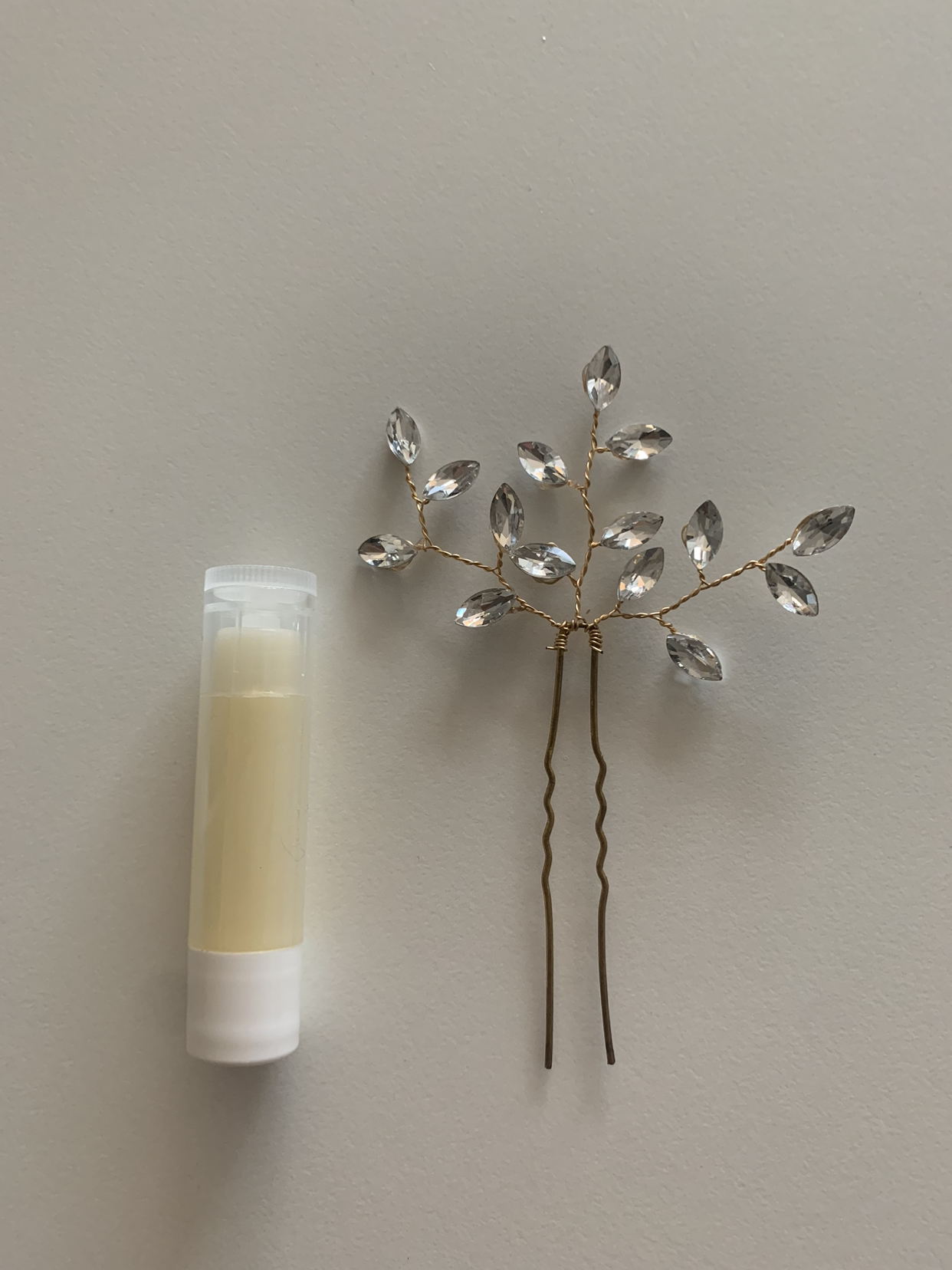 Silvery/clear rhinestone, Gold comb bridal hair pin - photo 2