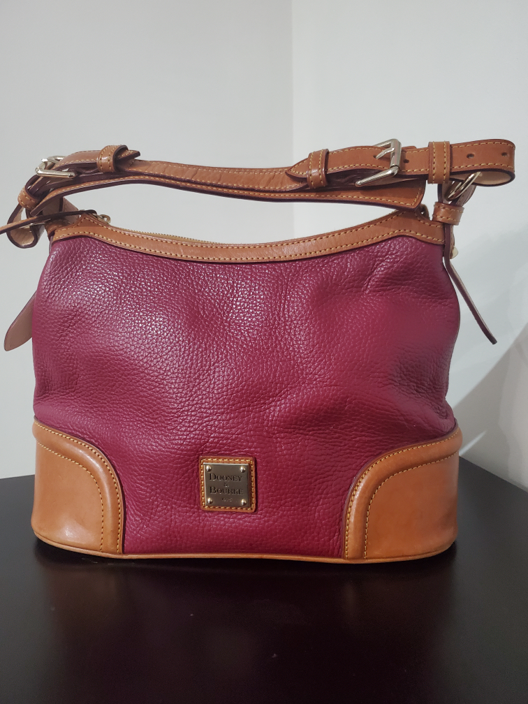 Dooney & Bourke Raspberry pebbled leather hobo bag euc! thumbnail