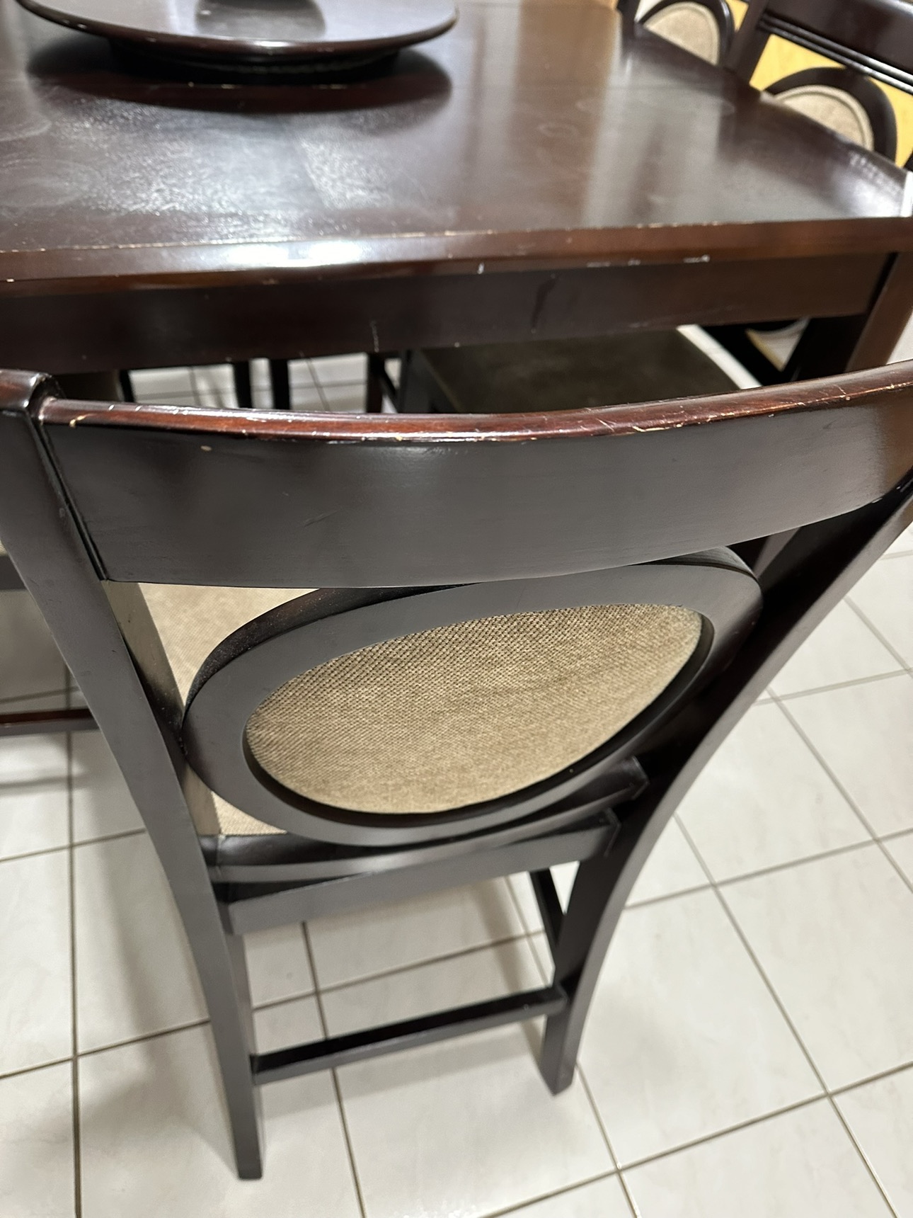 High top dining table with 6 chairs and a lazy Susan - photo 5