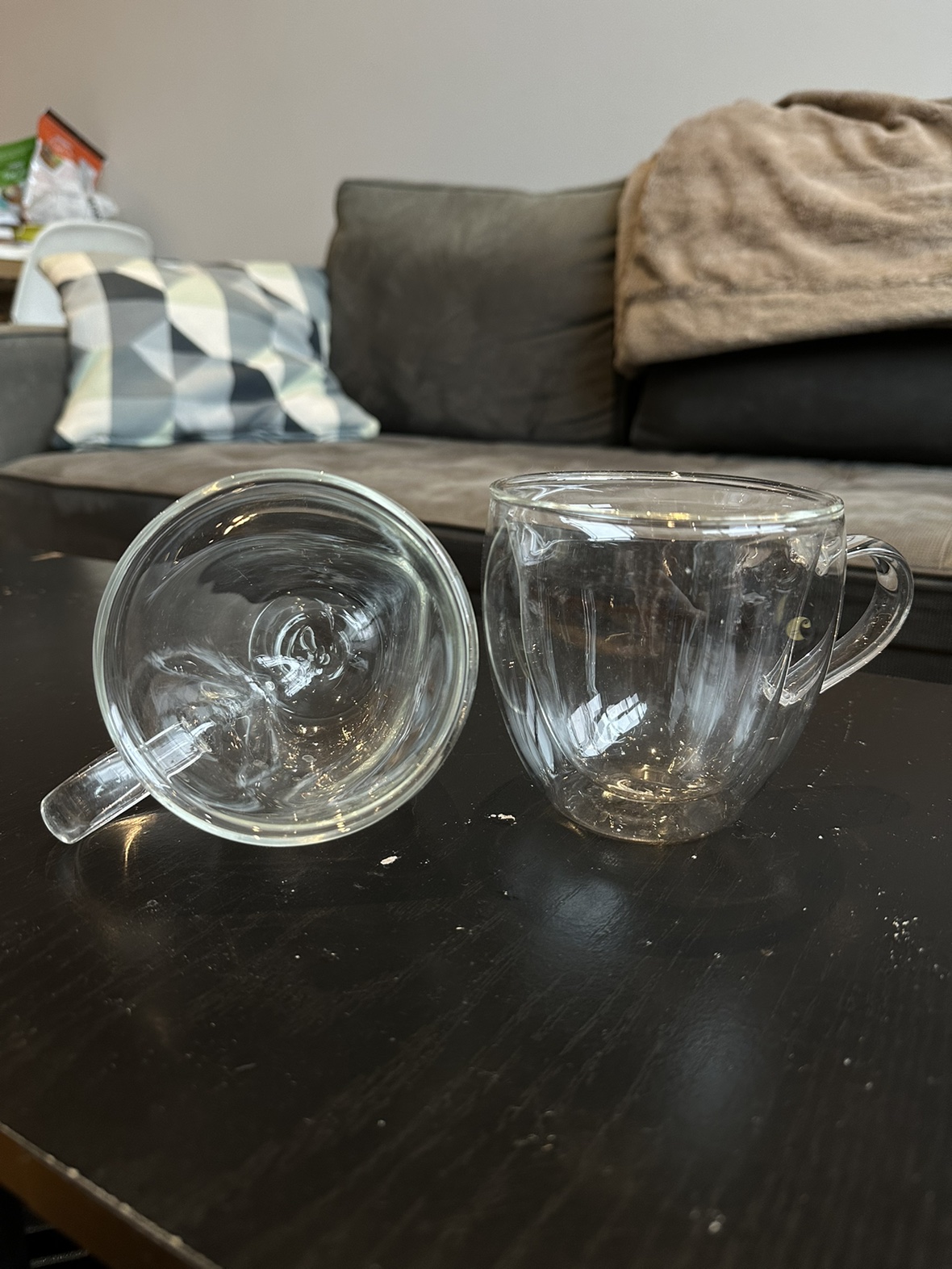 Heart Glass Mugs Pair