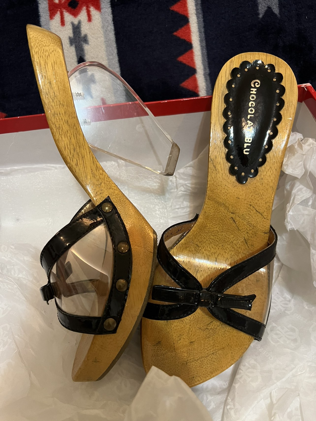 🥕 Chocolate blu women wooden sandal size 6 🥕 - photo 2