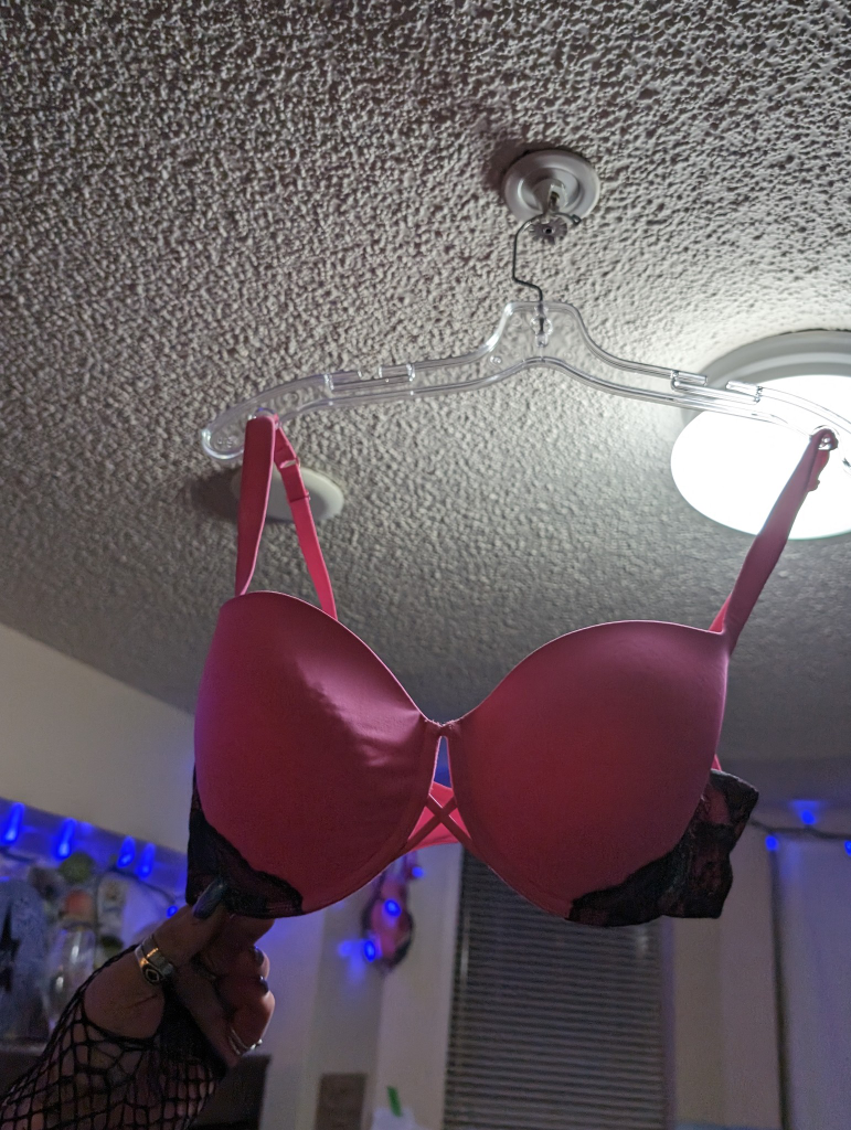 Sexy Hot Pink Bra with Black Lace thumbnail