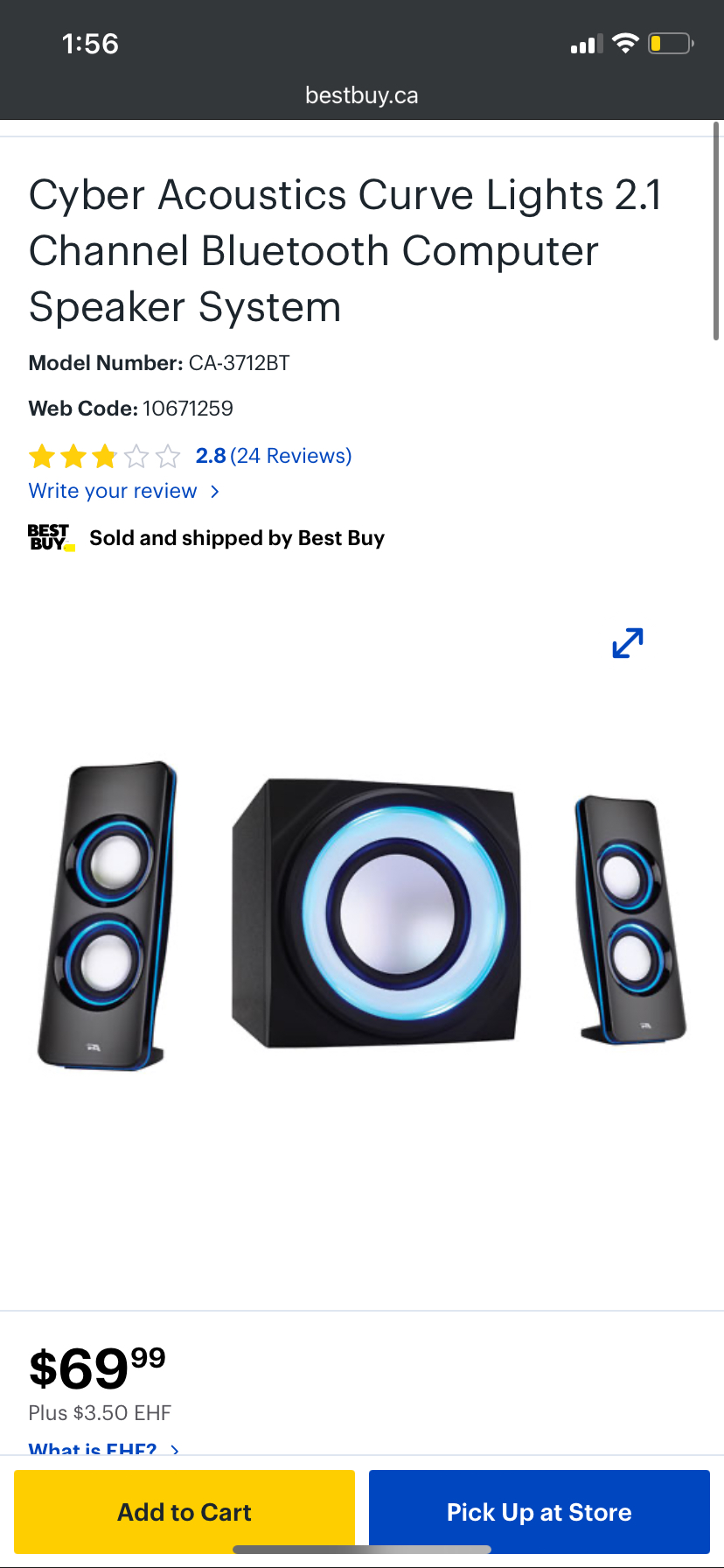 Cyber Acoustics Curve Lights Bluetooth Computer Speaker System thumbnail