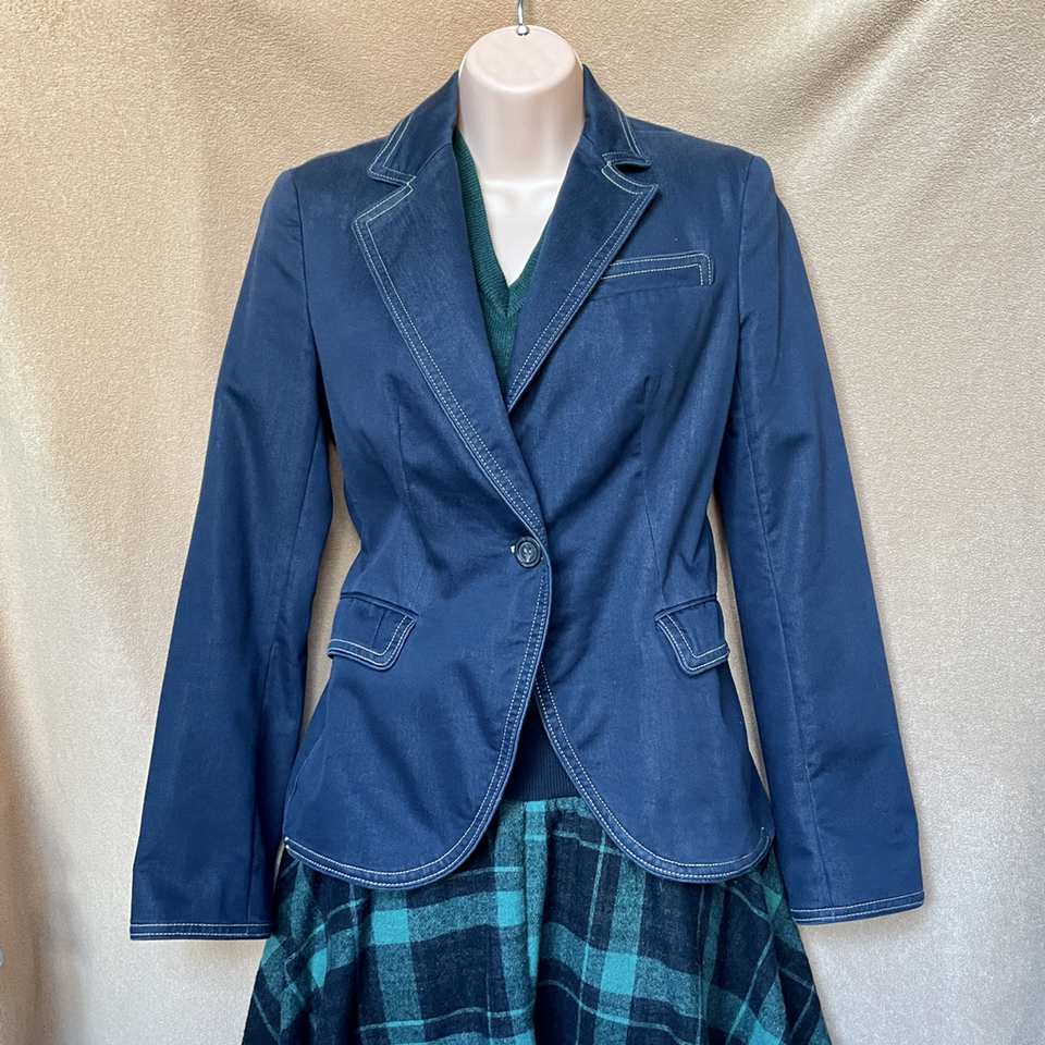 Zara Denim Blazer Women Sz Small image indicator(9)