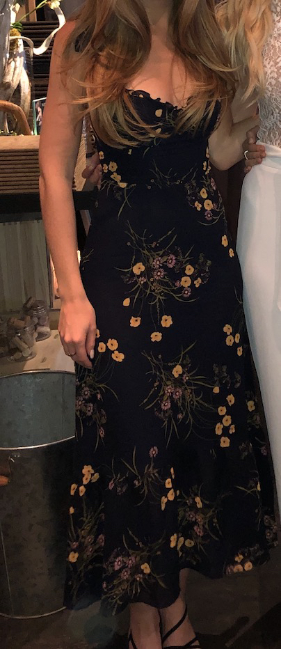 Reformation Navy Floral Print Midi/Long Dress, Size 0 image indicator(2)