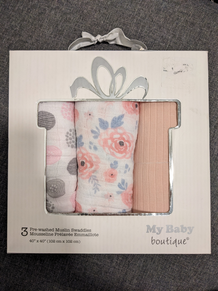 BNIB 3 pre-washed Muslin Swaddles thumbnail