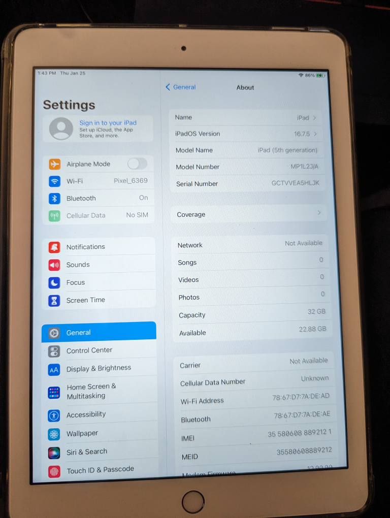 iPad 5th Gen - 64GB Cellular/Wifi - Unlocked - photo 2