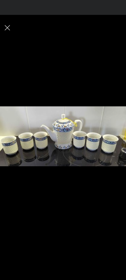 Porcelain tea set (teapot and 6 cups) - photo 2