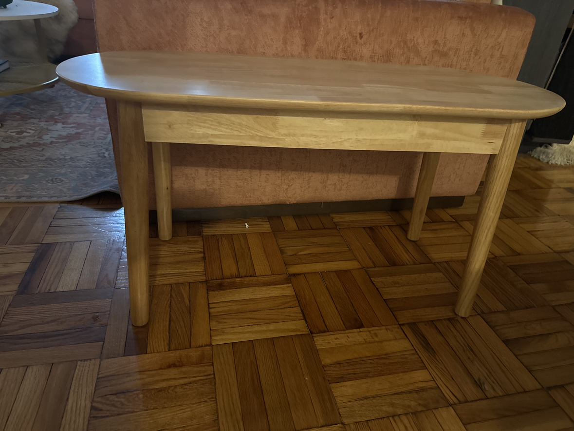 Natural oak bench for dining table