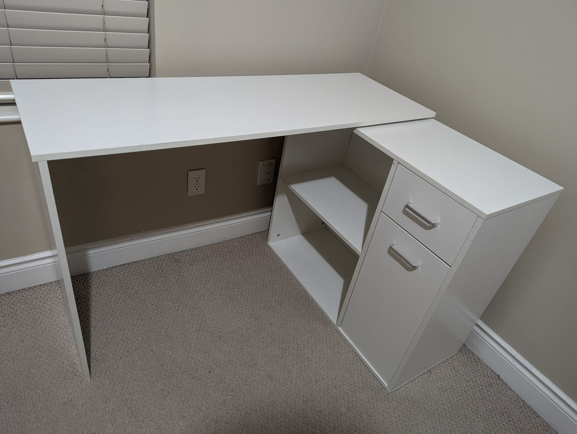 Corner rotating desk with storage cabinet thumbnail